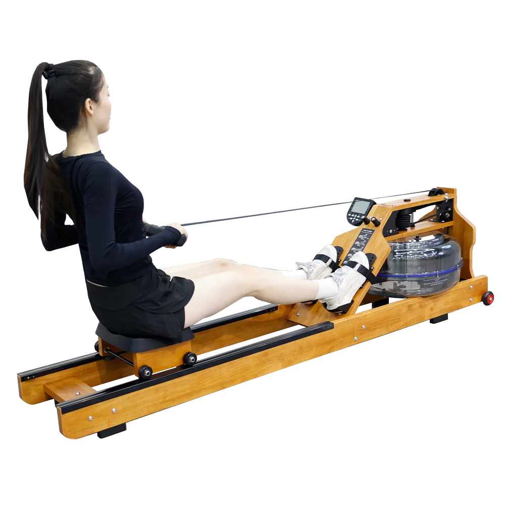 

Commercial Indoor Rowing Machine Solid Wood Seated Water Rower for Bodybuilding Small Orders Accepted