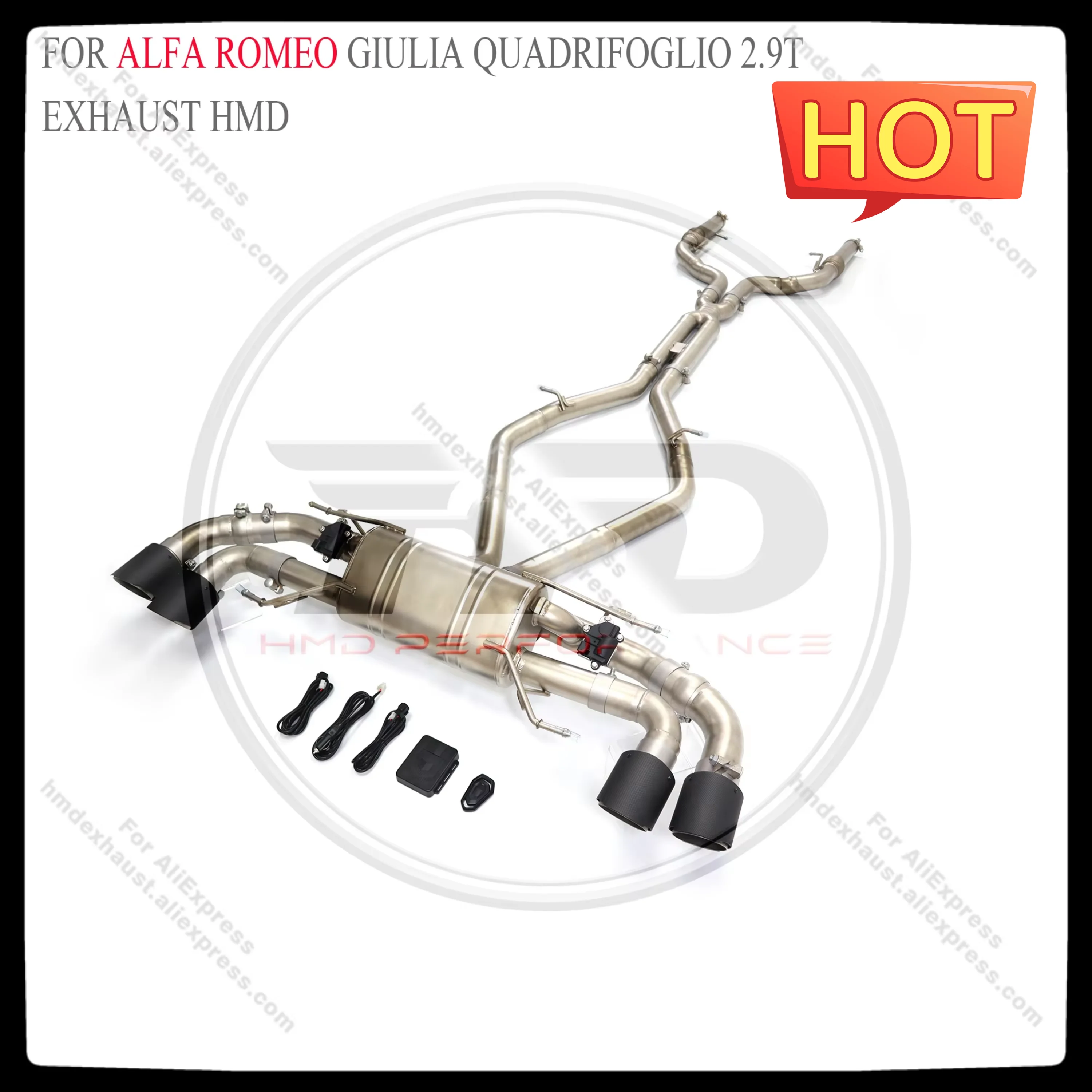 HMD Stainless Steel Exhaust System Performance Catback for Alfa Romeo Giulia Quadrifoglio 2.9T 2017+ Electronic Valve Muffler