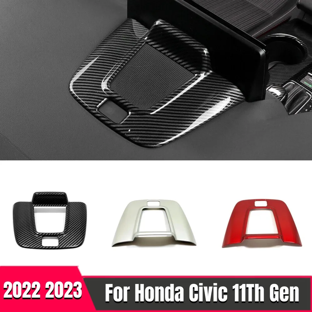 For Honda Civic 11th Gen 2022 2023 Carbon fiber Silvery Trim Car Navigation Frame Decoration Sticker Styling Cover Accessories