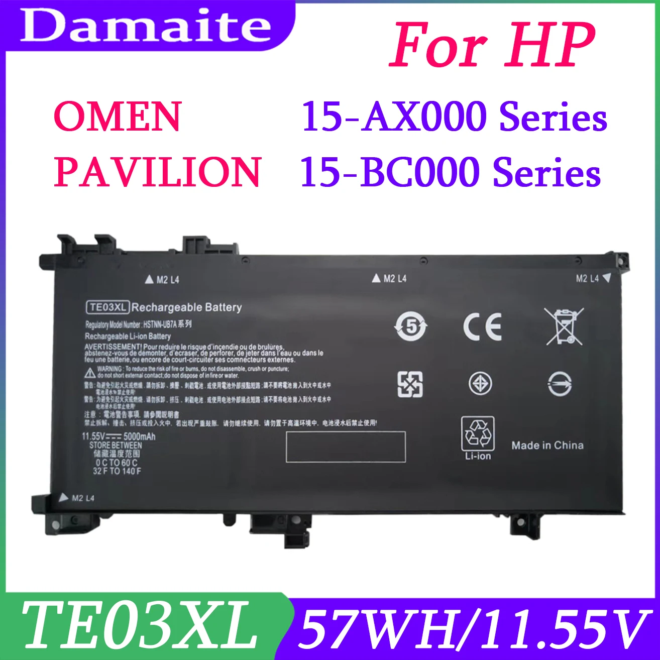 TE03XL Battery For HP OMEN 849910-850 905277-855 15-bc011TX 15-bc012TX 15-bc013TX 15-AX015TX AX017TX TPN-Q173 HSTNN-UB7A