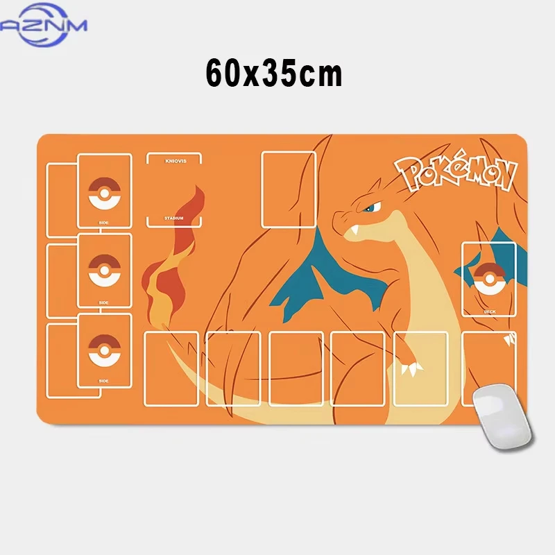 Pokemon Charizard TCG Playmat Multiple Classic Starter Pokemon Art With Battle Zones Non Slip Rubber Card Game Mat