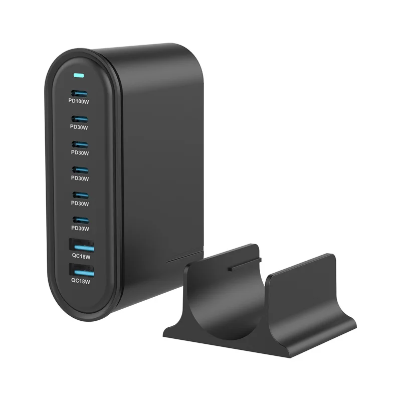 [GaN Tech] 286W 8 portas USB PD Carregador 2USB-A + 6USB-C PD QC Estação de carregamento de mesa de carregamento rápido Plugue UE Plugue EUA para telefone