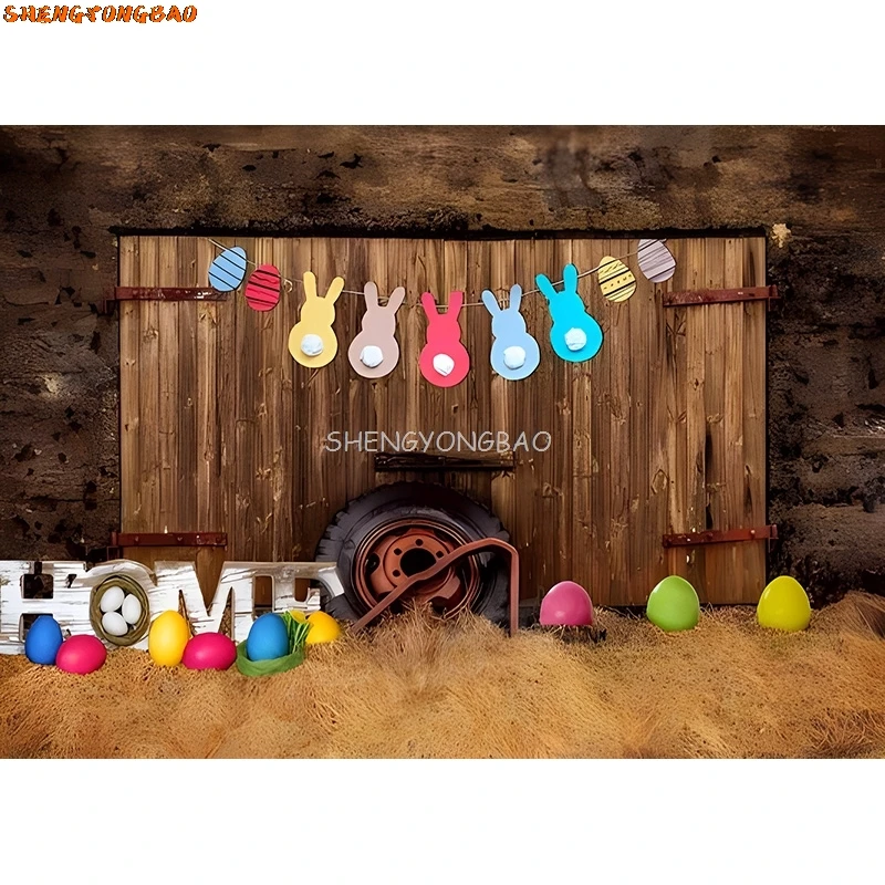 SHENGYONGBAO Easter Day Digital Photography Backdrops Props Rabbit Flowers Arch Doors Maternity Photo Studio Background YH-04