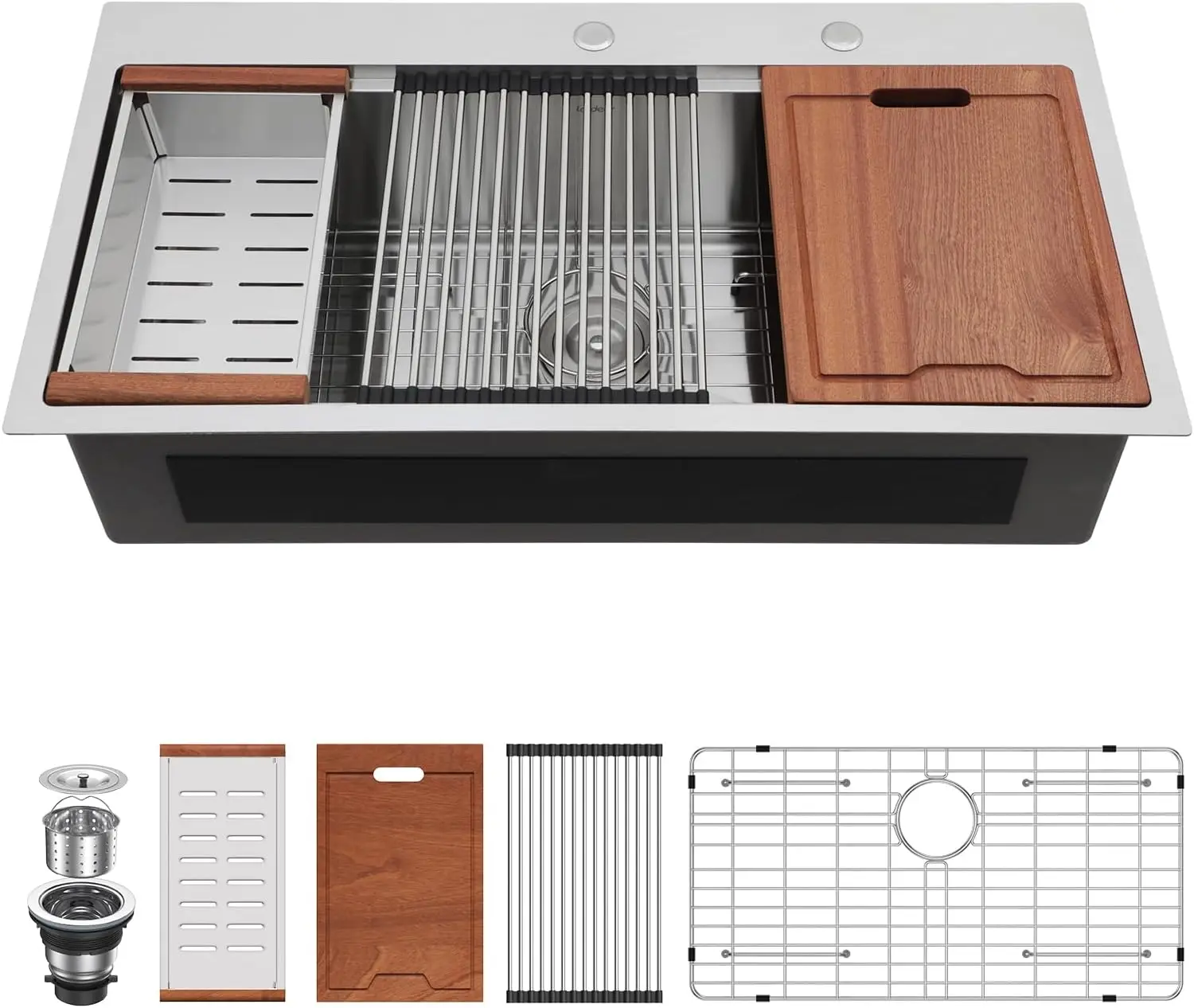 

36 Drop In Kitchen Sinks Worktation 16 Gauge Stainless Steel Single Bowl Ledge Worktation 36x19 Inch Topmount Overcounter Handma