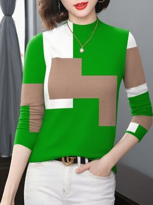 

Элитная теплая флисовая футболка с длинным рукавом и принтом для женщин среднего возраста, осенний модный топ в стиле «мамочка» с эффектом омоложения