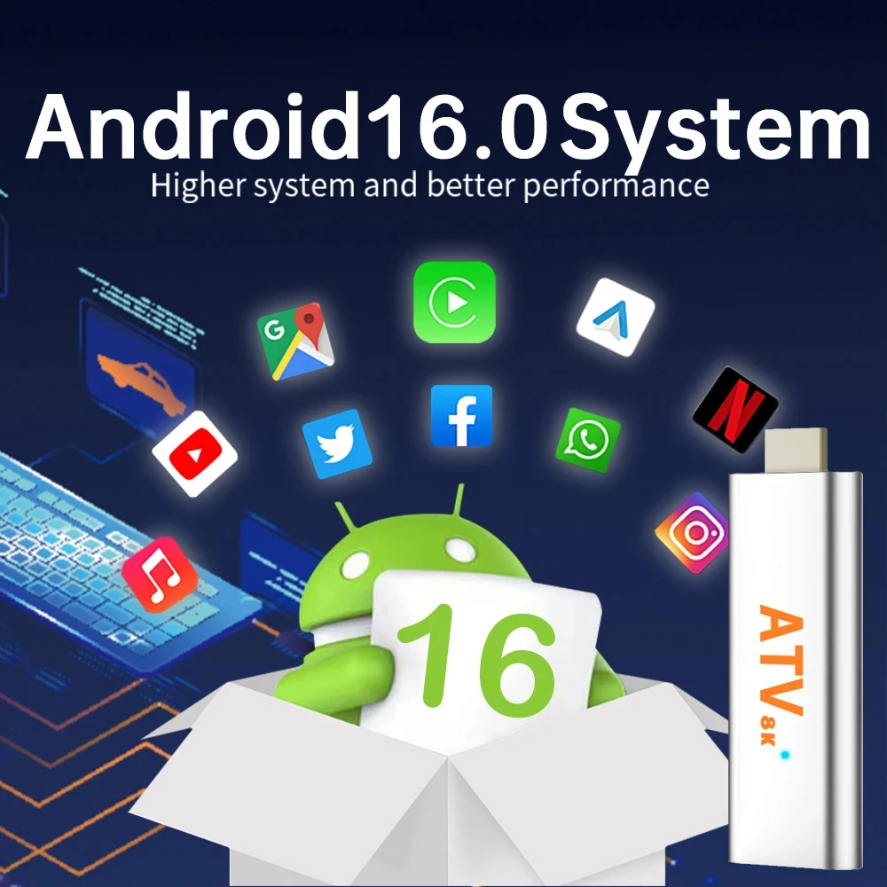 2026 Q15 ATV TV Stick Android 16 Allwinner H313 Dual WiFi Bluetooth 6.0 8K Ultra HD 8GB+256GB Voice Remote Google Assistant view 3