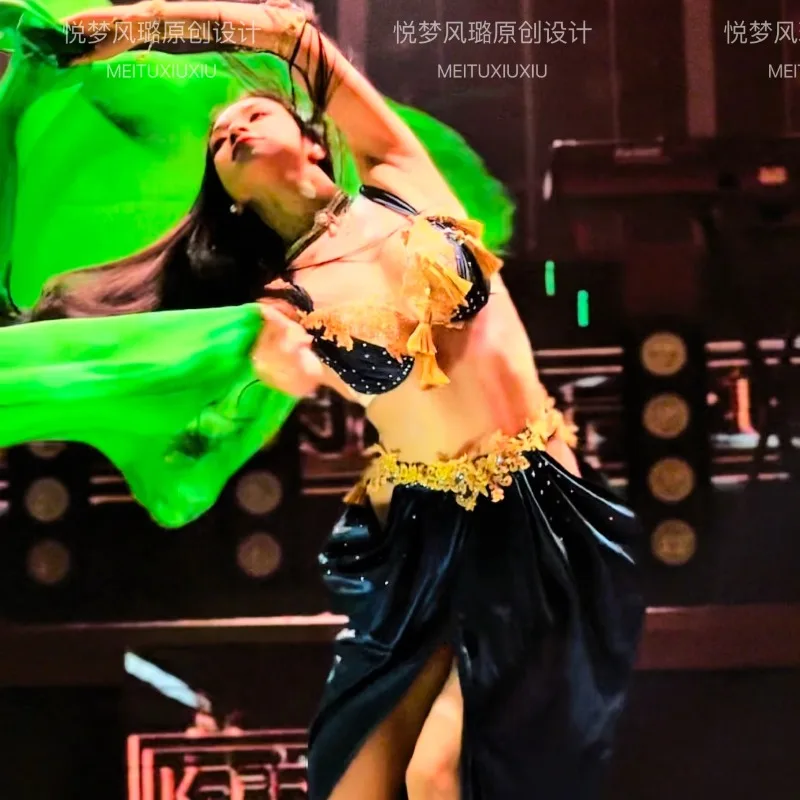 Conjunto de traje de desempenho personalizado para dança do ventre saia longa exótica princesa iniciante ropa de ensayo roupas indianas femininas