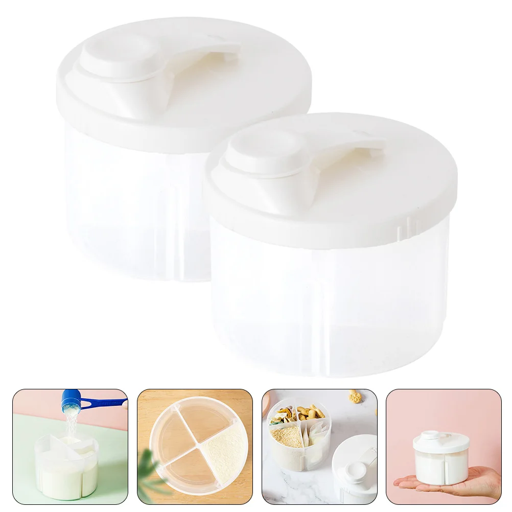 

Portable Baby Container 4-compartment Rotating Leak-proof PP Material Milk Powder Box Travel Baby Formula Storage Box White