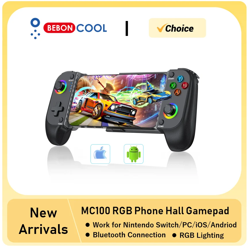 

Мобильный игровой контроллер BEBONCOOL для iPhone и Android с геймпадом с подсветкой RGB, поддержка удаленной игры PS, Xbox Cloud и многого другого
