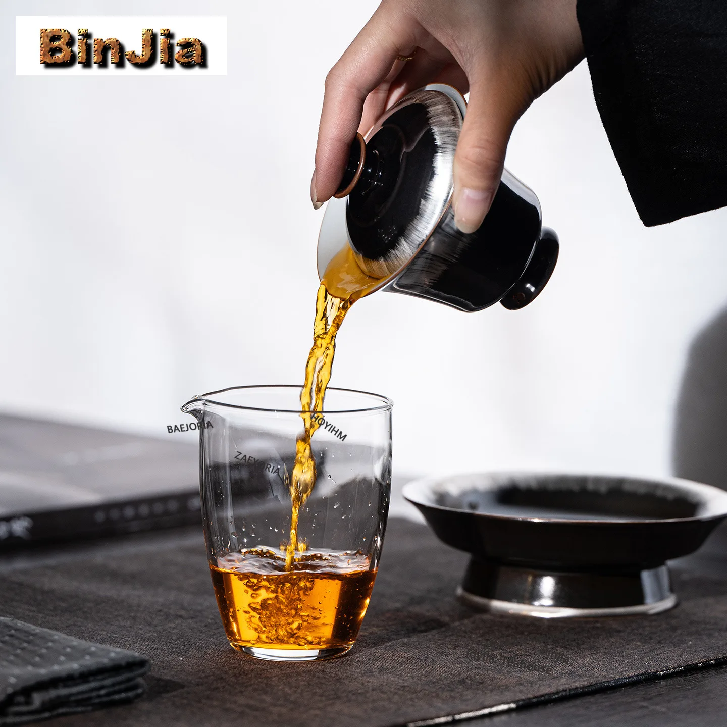 BAEJORIA 175ml Silver-plated Black Gold Glaze Gaiwan Vintage Tea Tureen Tea Bowl With Lid Kit Tea Maker Cover Bowl Teaset Gifts
