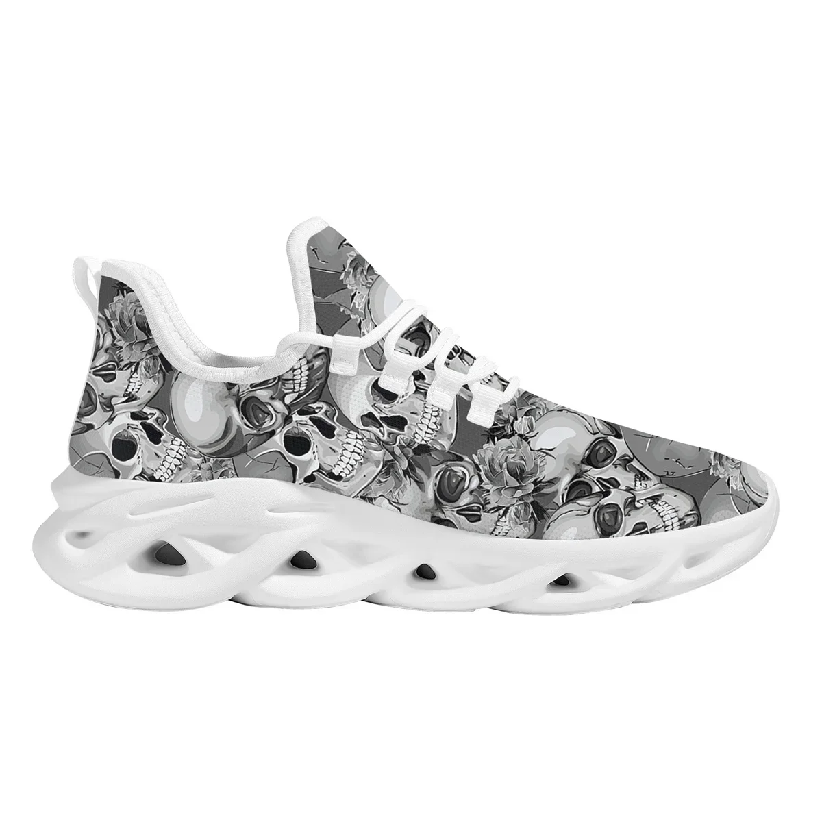 Gothic Skull Print Ladies Casual Vulcanized Shoes New Comfort Jogging Shoes Fashion Lace Up Sneakers Zapatos Mujer