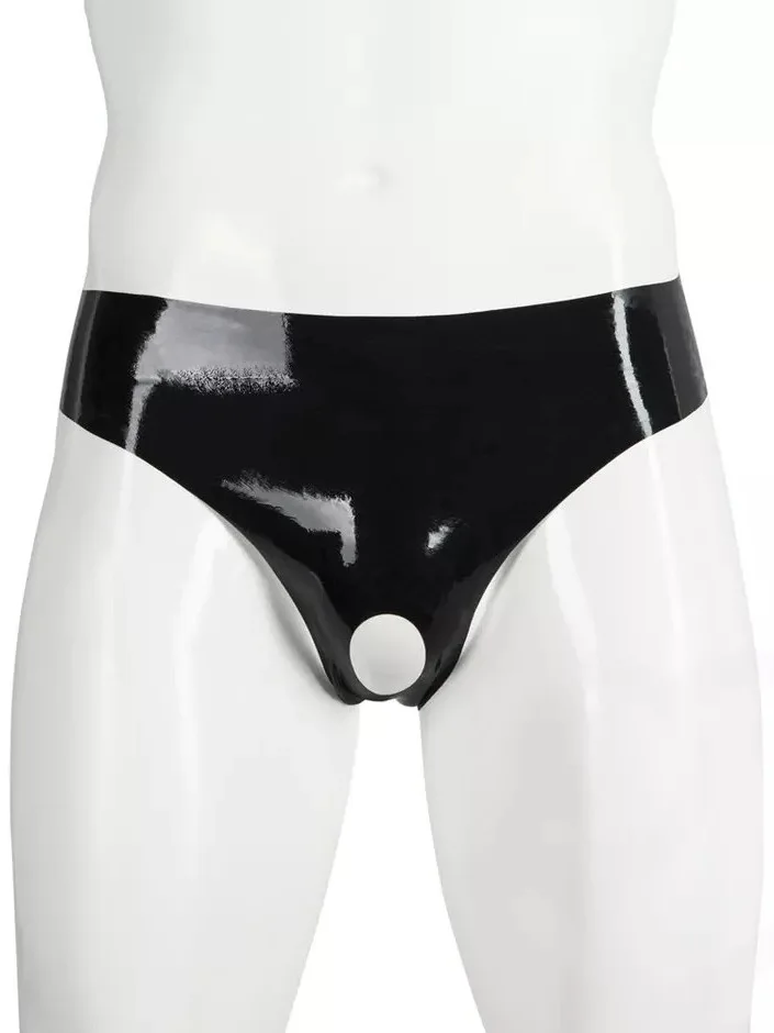 2024 New Sexy Low Waisted PVC Bright Leather Underpants Men's Accurate Size No Odor Slim Open Crotch Lift Buttocks Briefs PORC