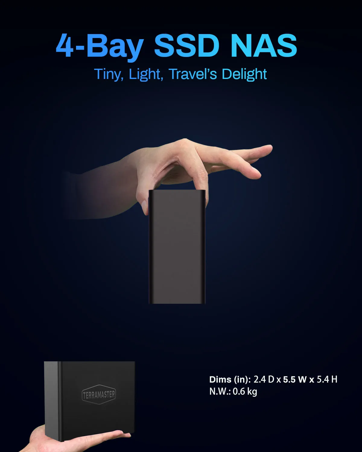 

TERRAMASTER F4 SSD NAS Storage - 4Bay All SSD N95 QuadCore CPU, 8GB RAM, Palm-Sized Powerful Network Attached Storage(Diskless))