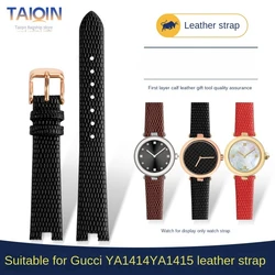 12 14mm For G-ucci YA141.4 YA141505 Soft Thin style lizard print Cowhide Genuine Leather watchband GC women watch strap bracelet