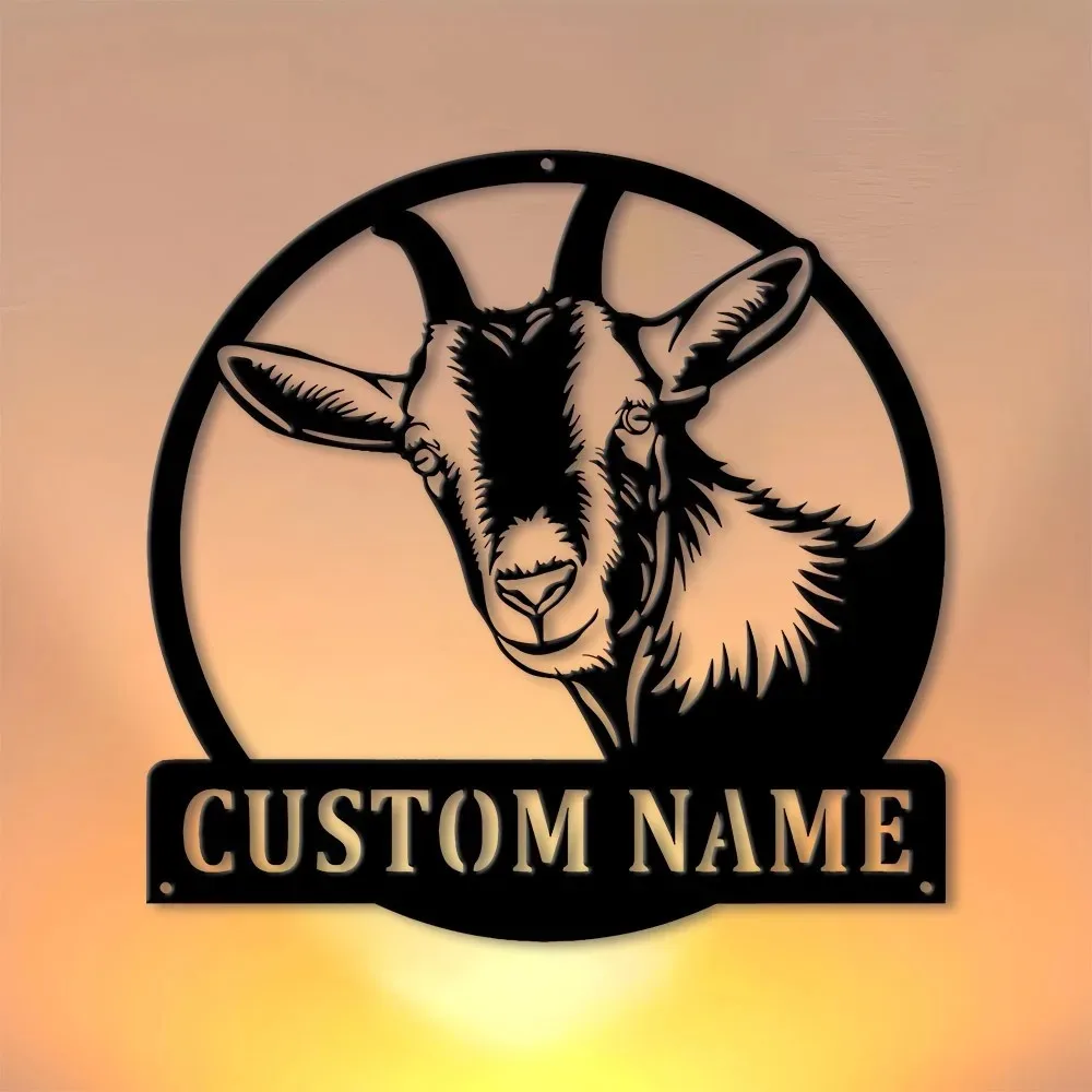 Single Pack 2D Flat Custom Goat Metal Plaque Rustic Farm Wall Decor Outdoor Garden Gift for Goat Lovers
