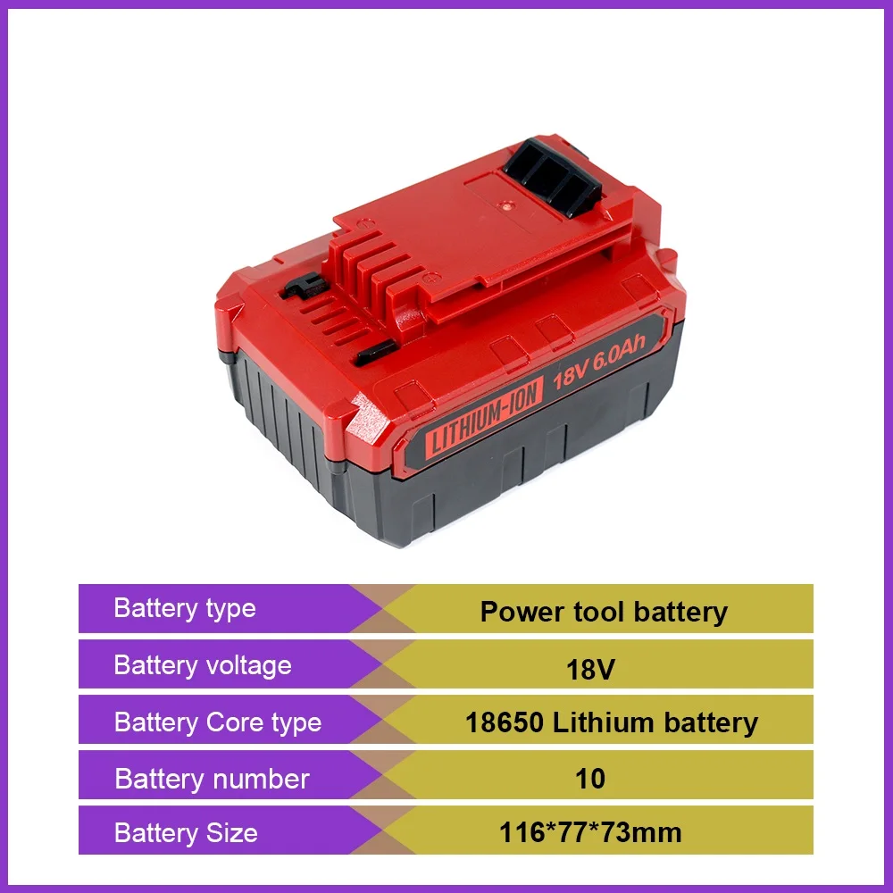FOR Porter 18V 20V 5Ah 6Ah lithium battery Suitable for Porter Cable Bupai 18V 3ah-6ah Tool Lithium Battery PCC685L Replacement