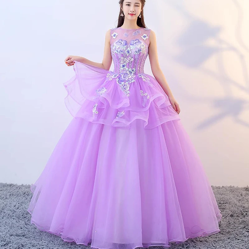 

Customized Ball Gown Quinceanera Dresses Appliques Purple Prom Birthday Party Gowns Formal robes de soirée