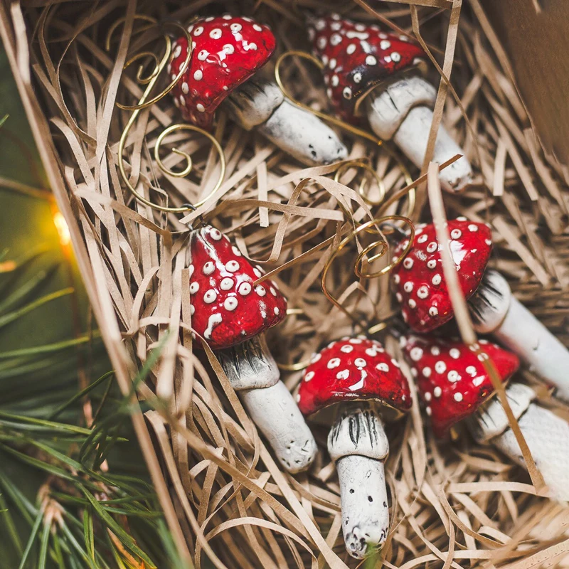 Christmas Decoration Nordic Ins Style Resin Mushroom Gift Pendant