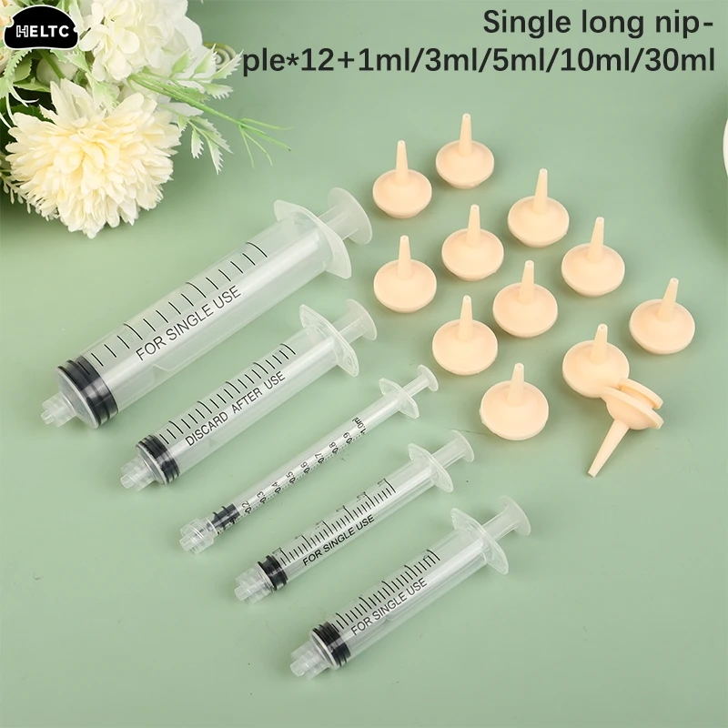 1set Newborn Pet Feeding Nipple For Dog Cat Hamster Feeding Pacifier For Medicine Feeding Pets Oral Syringe With Silicone Nipple