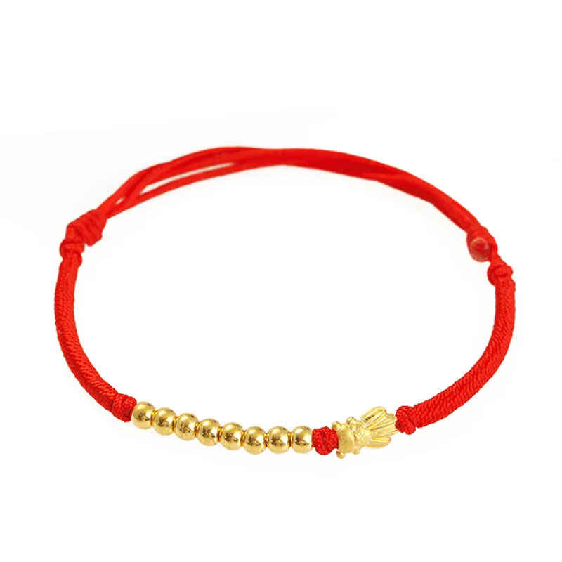 Anklet Women 999 Small Goldfish Lucky Gold Bead Rope Girlfriend Holiday Present