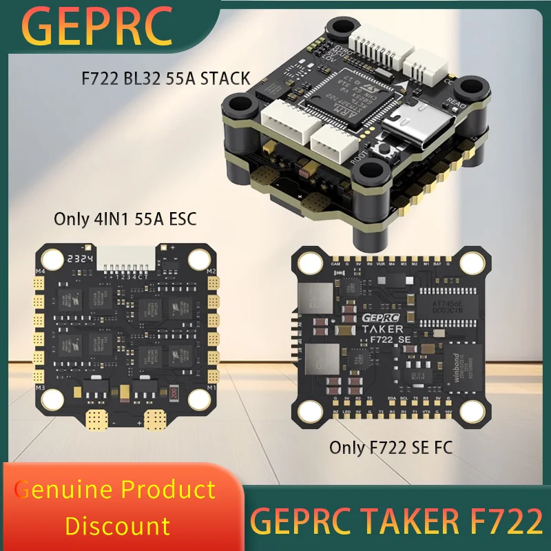 

GEPRC TAKER F722 BL32 55A SE STACK MPU6000 Gyroscope 32Mb BlackBox Data Record Flight Data Plug Play Racing DIY Parts