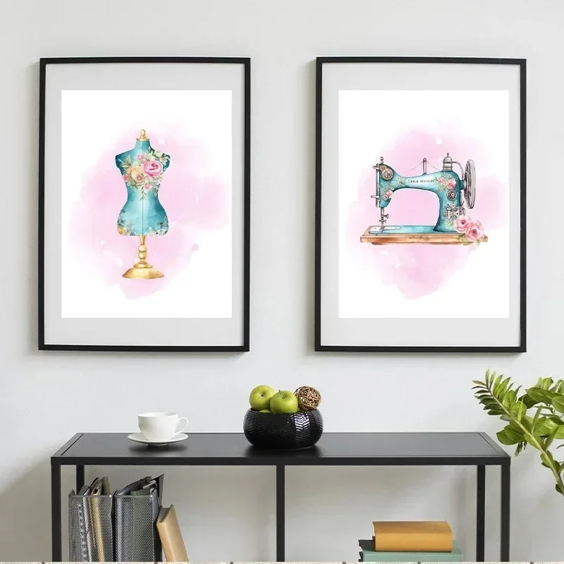 Sewing-Themed Poster Couture Needlework Canvas Painting Wall Art Picture for Living Room Home Tailor's Workspace Decor