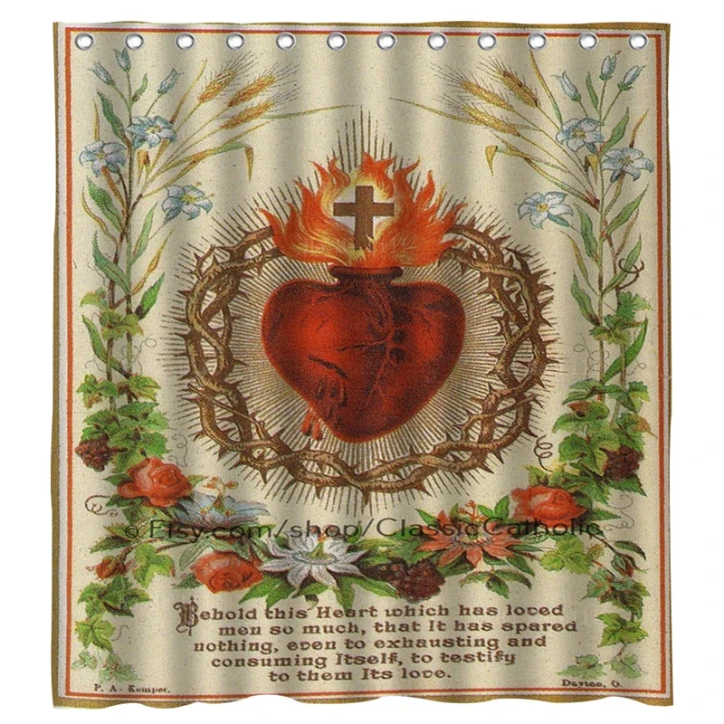 Водостойкая шторка для душа с изображением грибов Триппи в психоделическом стиле лилана Священного Сердца ииисуса Властелина