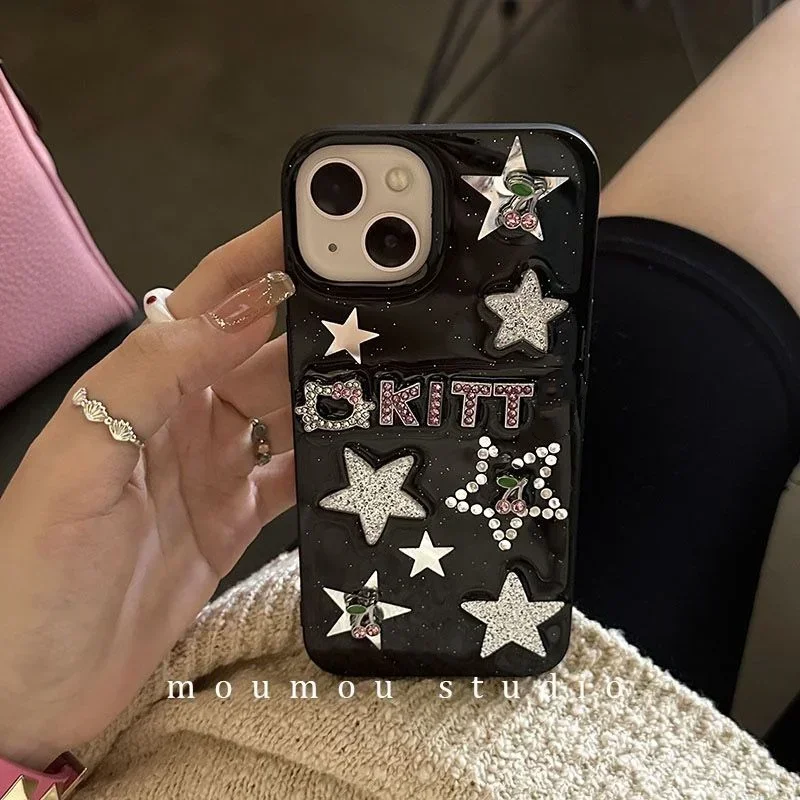 

Y2k Spicy Girl Rhinestone Cherry Star IPhone 13 14 Promax Phone Case 2023 Latest Design Korean IPhone15 12 11 Soft Case XR XSMAX