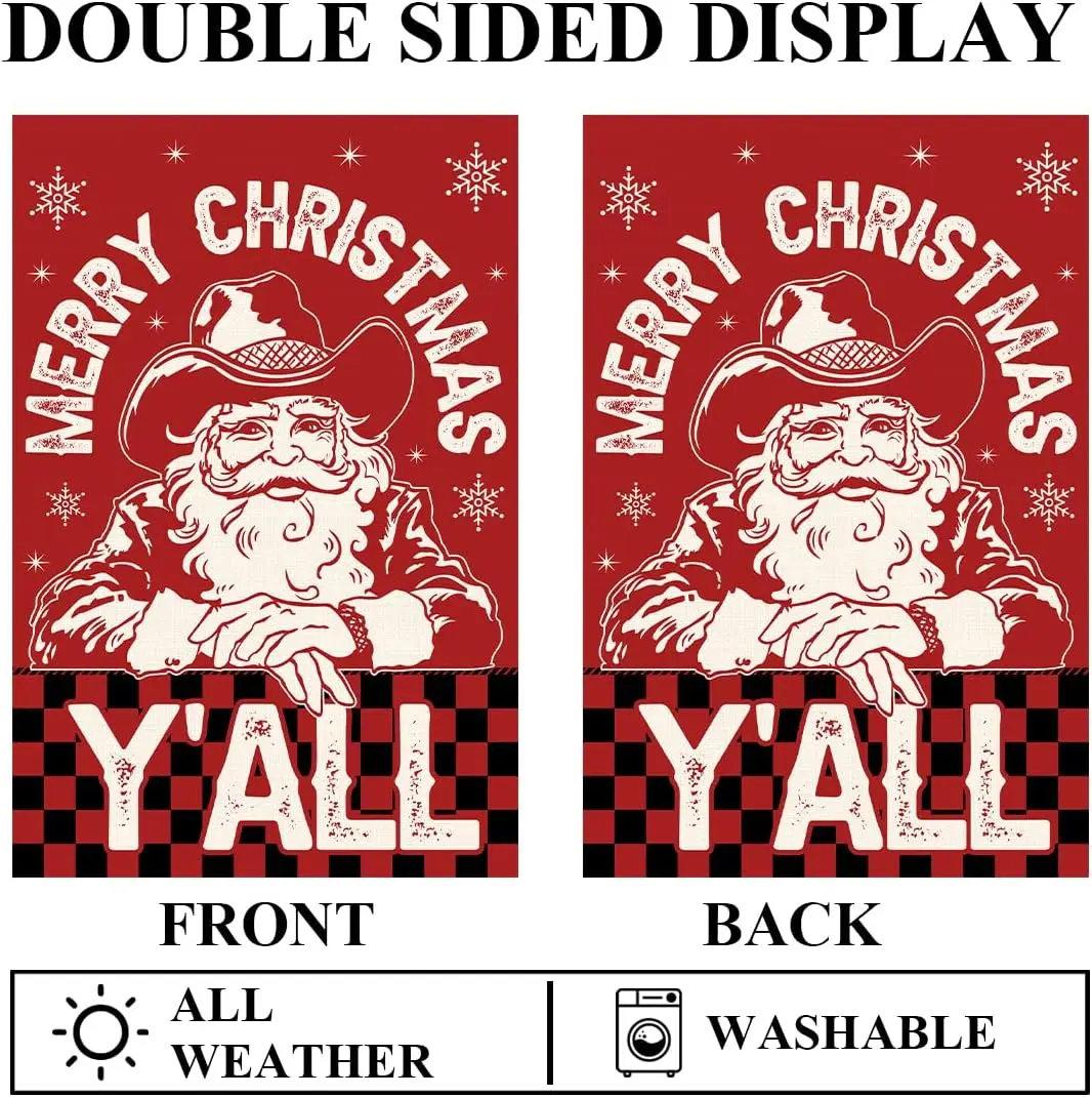 علم حديقة عيد الميلاد المجيد للخارج، علم منزل عيد الميلاد للفناء الخارجي في الحديقة وعطلة عيد الميلاد كاوبوي سانتا كلوز JHH