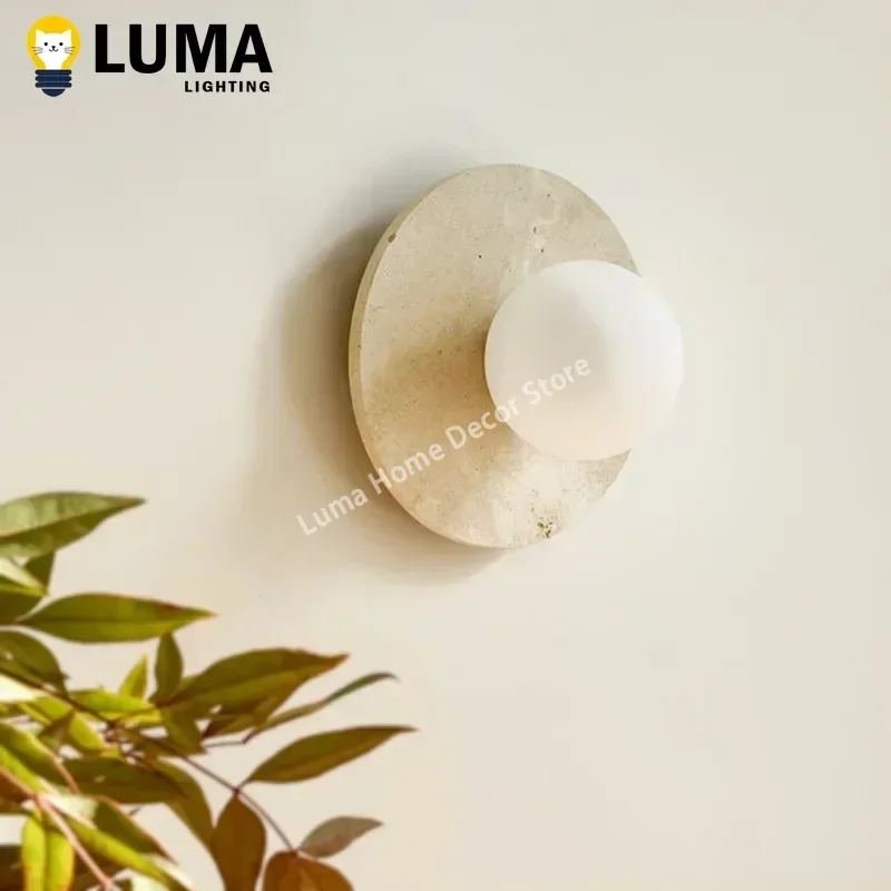

Luma Wabi-Sabi Желтый травертиновый стеклянный шар Настенный светильник, потолочный светильник из натурального камня для интерьера спальни Гостиная Коридор