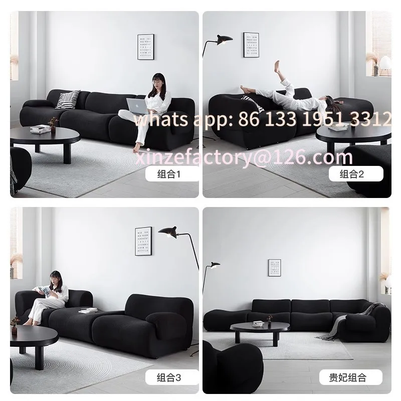أريكة جلدية عتيقة قابلة للتخصيص، شقة صغيرة، غرفة المعيشة، وحدة كتلة التوفو السوداء الرجعية، أريكة ضغط
