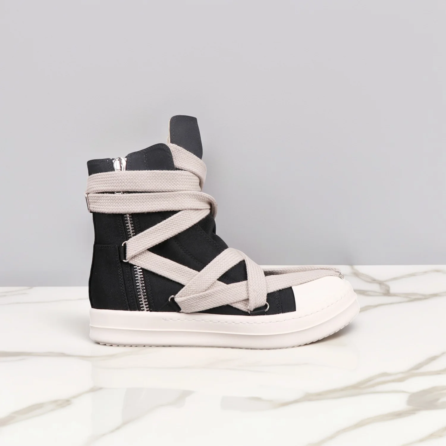 Scarpe alte da uomo in tela da donna Casual Jumbo stringate nere bianche sneakers firmate di lusso streetwear scarpa primavera autunno