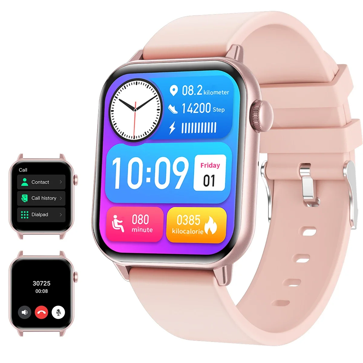 ساعة ذكية نسائية جديدة عالية الوضوح تعمل باللمس بالكامل، للجنسين، مكالمات لاسلكية وتنبيهات الرسائل، أوضاع رياضية متعددة #1