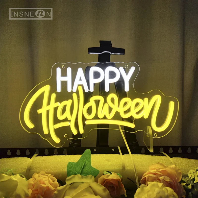 Joyeux Halloween néon LED signe Halloween mur LED décor néon signe personnalisé fête mur Art décoration cadeaux personnalisés veilleuse