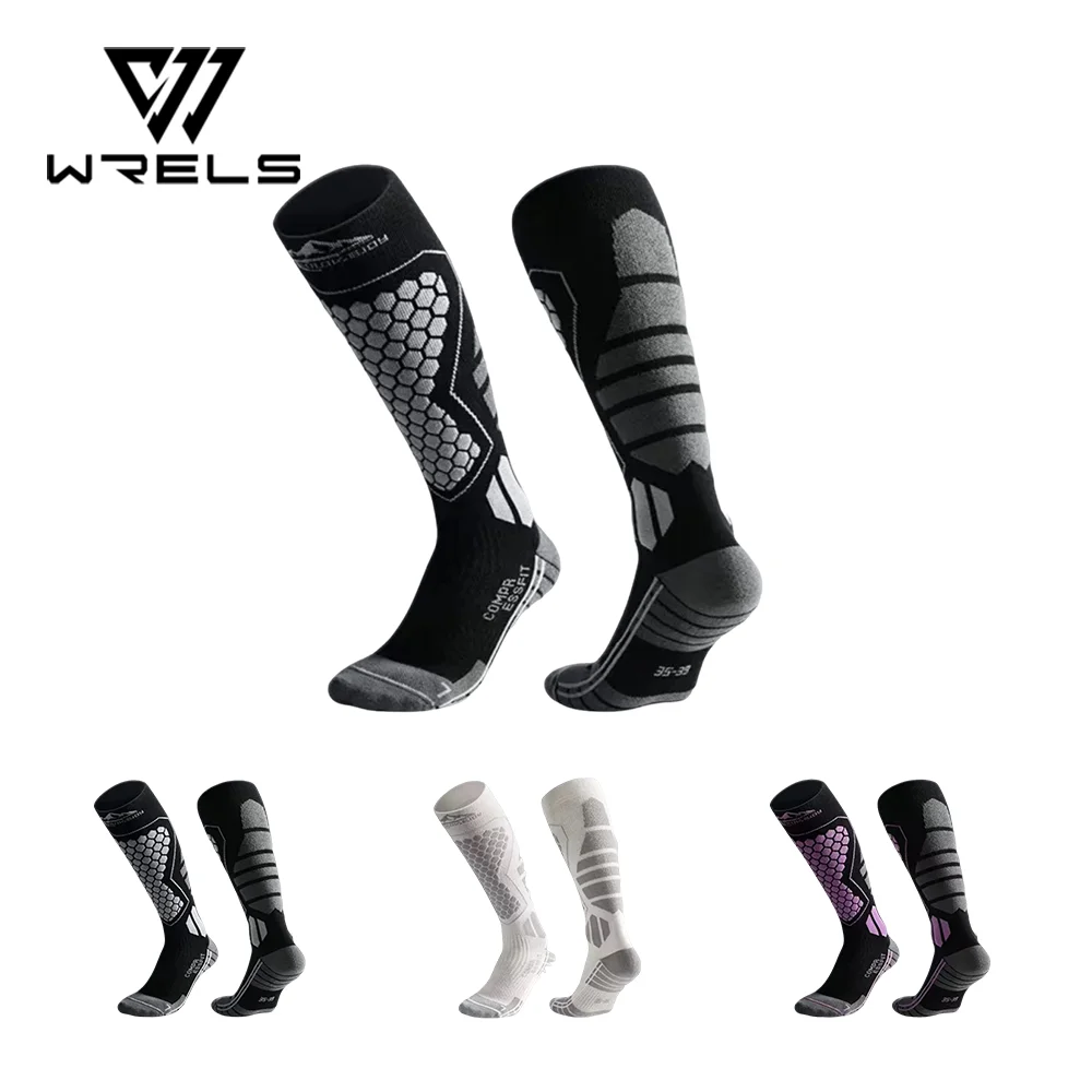 WRELS 1/2/3 Pairs Thermal Snow Socks Winter Anti Odor Warm Socks Professional Outdoor Men Women Non Slip Snowboard Sports Socks
