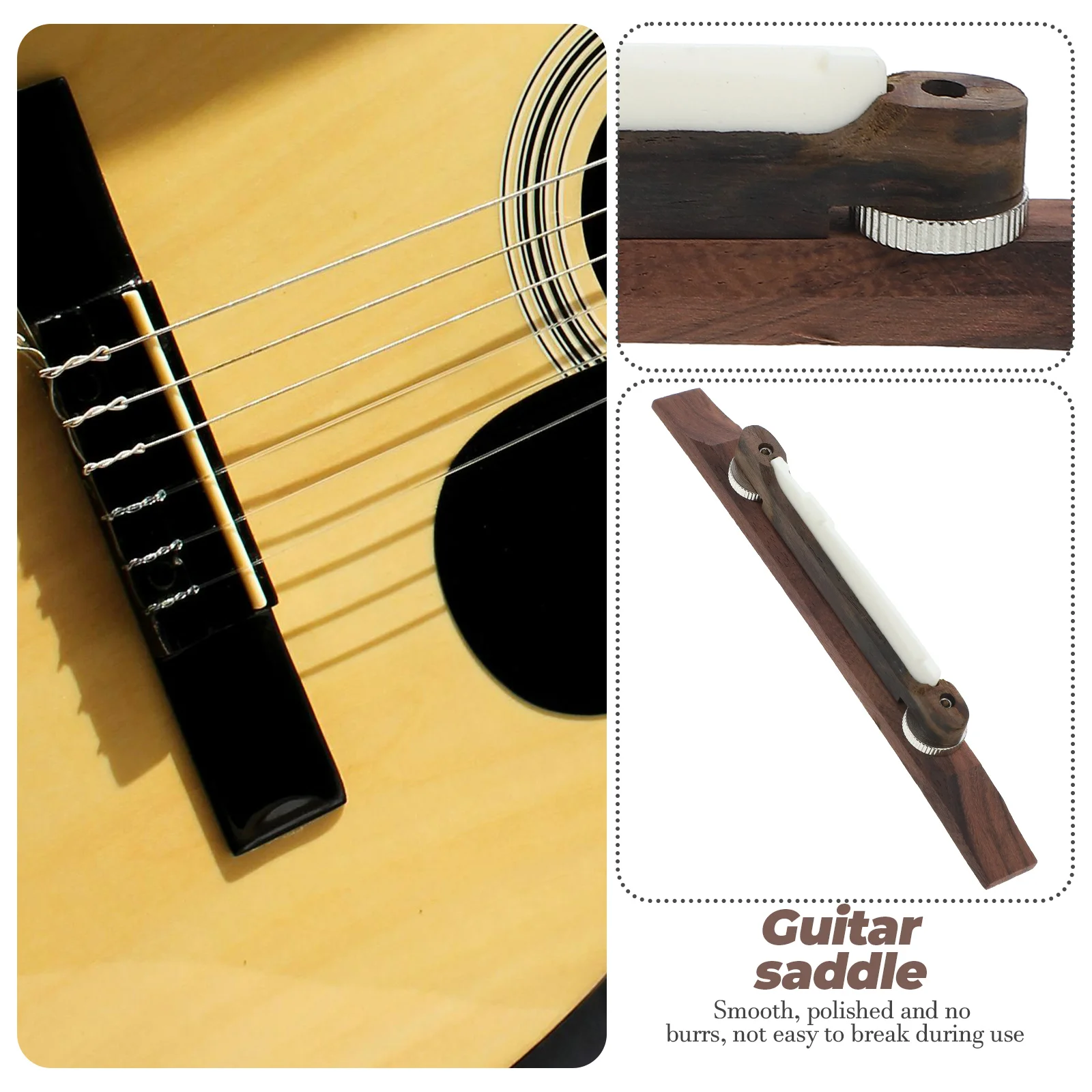 

Ebony Archtop Guitar Bridge 15.6*1.5*2.4cm Bone Saddle Luthier Jazz Mandolin Part Smooth Polished Craftsmanship