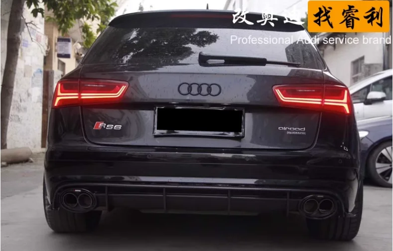 For A6 RS6 C7 Allroad Avant 2015-2018 High Quality Carbon Fiber Trunk Bumper Rear Diffuser Spoiler Exhaust Cover