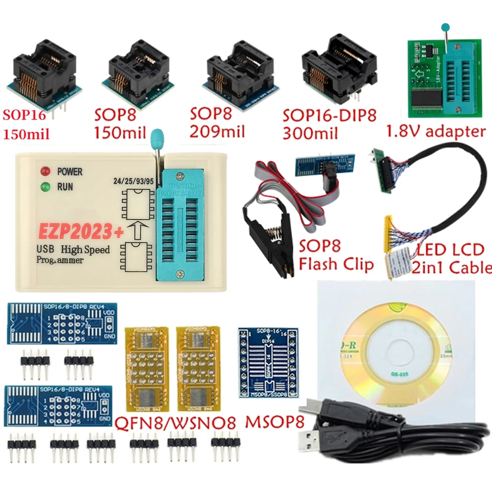 EZP2023+ Szybki programator USB 2.0 12 Mb/s Obsługa 25 FLASH 24 93 95 EEPROM BIOS Szybkie odczyty/zapisy