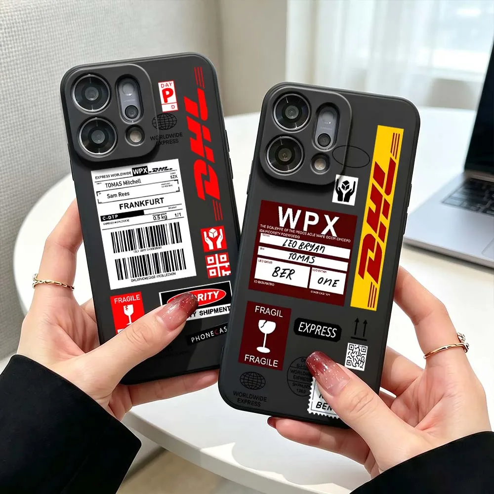 Express Package Label Phone Case For OPPO Find X5 X6 X8 X9 Ultra Lite Reno15 Reno14 Reno13 Reno12 F Pro Max 5G Black