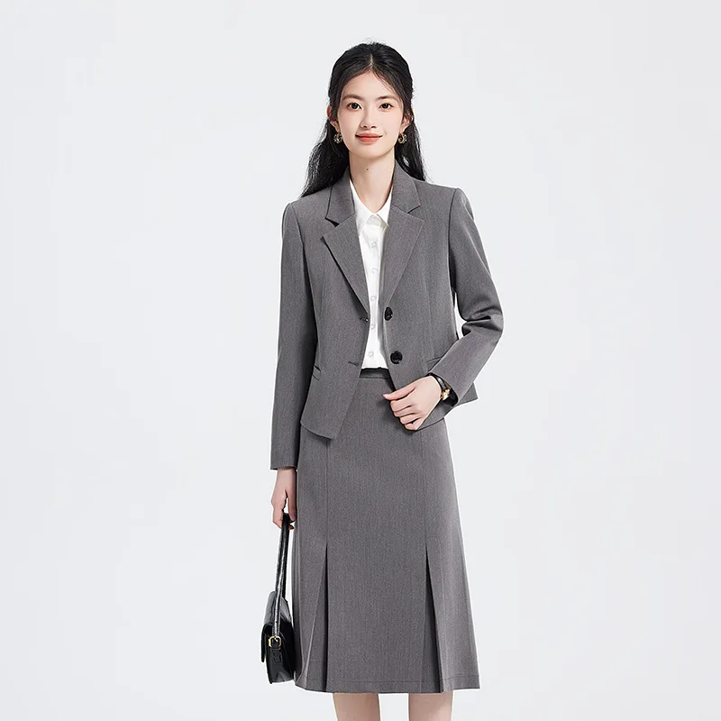 Women's Long Sleeve Suit Set2025New Spring and Autumn Interview Formal Casual Petite Short Suit Two-Piece Set