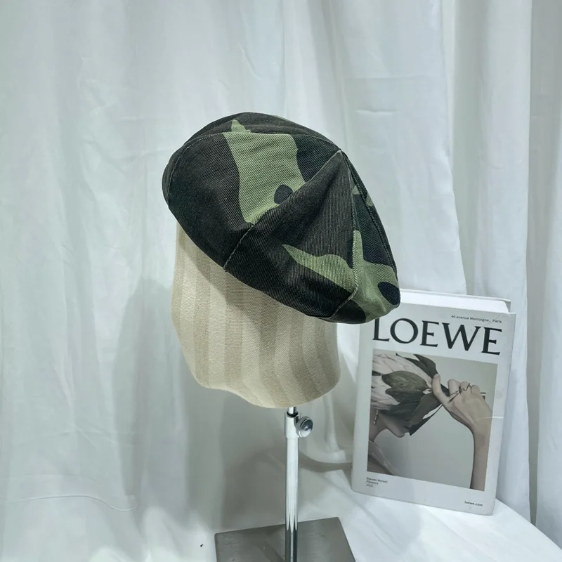 

New Niche Retro Camouflage Personalized Beret Women Spring and Summer Fashion Casual Versatile Octagonaal Painter Pumpkin Hat