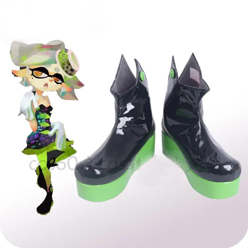 

Splatoon Squid Cosplay Boots Shoes Green Women Shoes Costume Customized Accessories Halloween Party Shoes