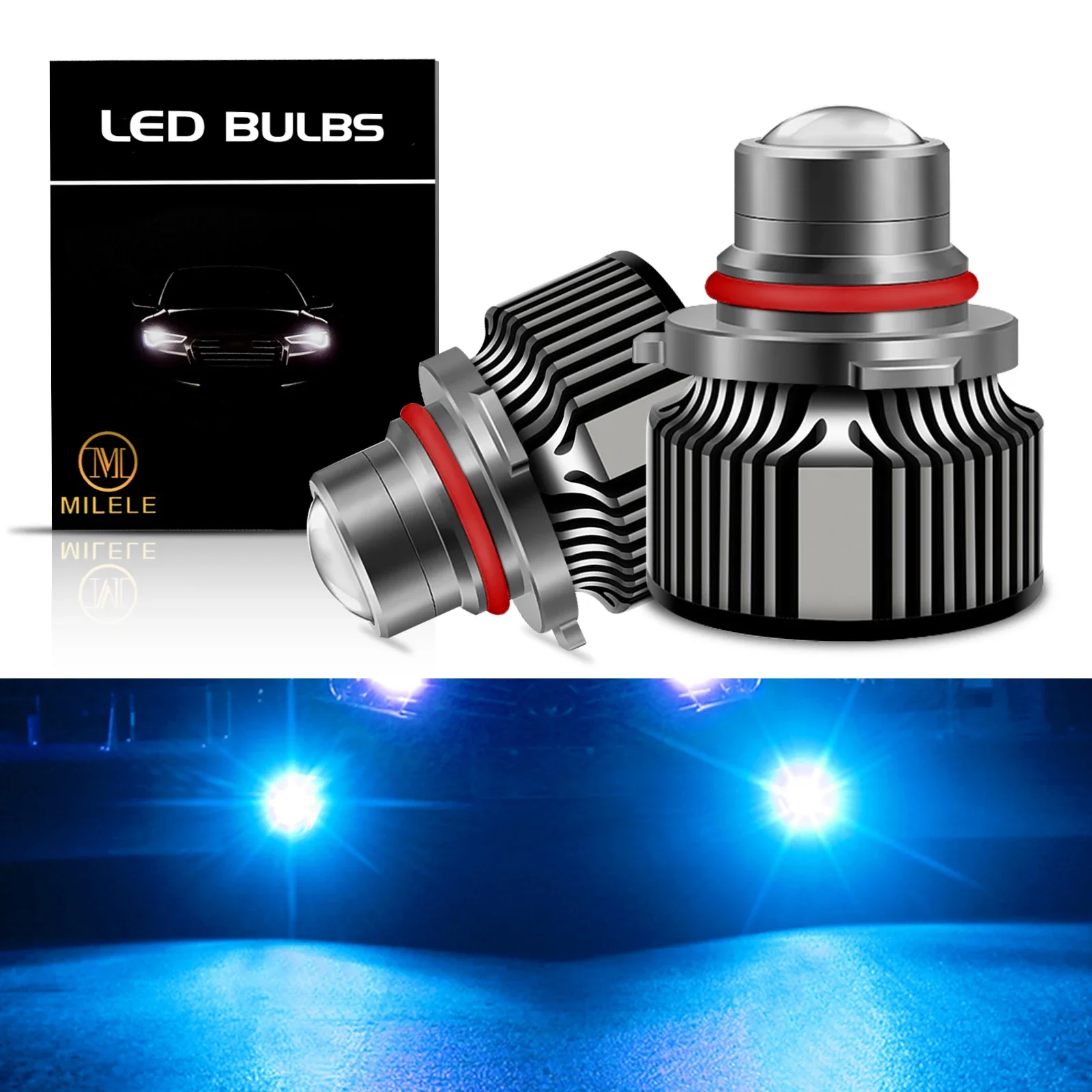 

High Performance Retrofit LED Headlight Bulbs, 9005 9006 HB3 HB4 H7 H8 H9 H11, 8000K, Mini Bi-LED Projector Lens Fog Light Lens