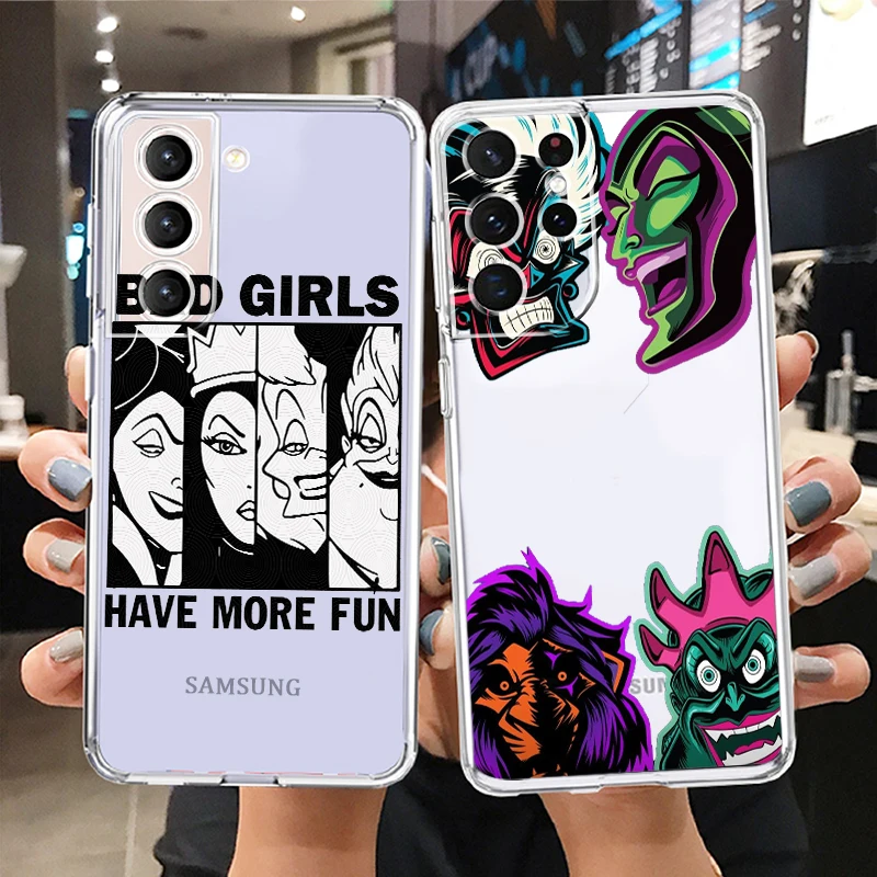 Disney Villain Queen Cool Phone Case For Samsung S23 S22 S21 S20 FE Ultra Pro Lite S10 S10E S9 S8 Plus 5G Transparent Cover