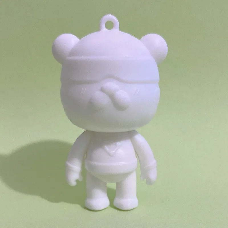 20pcs Creative Trend Plastic Momo Bear Keychain DIY Paint Men and Women Cute Car Key Pendant Bag Pendant Cartoon Keychain
