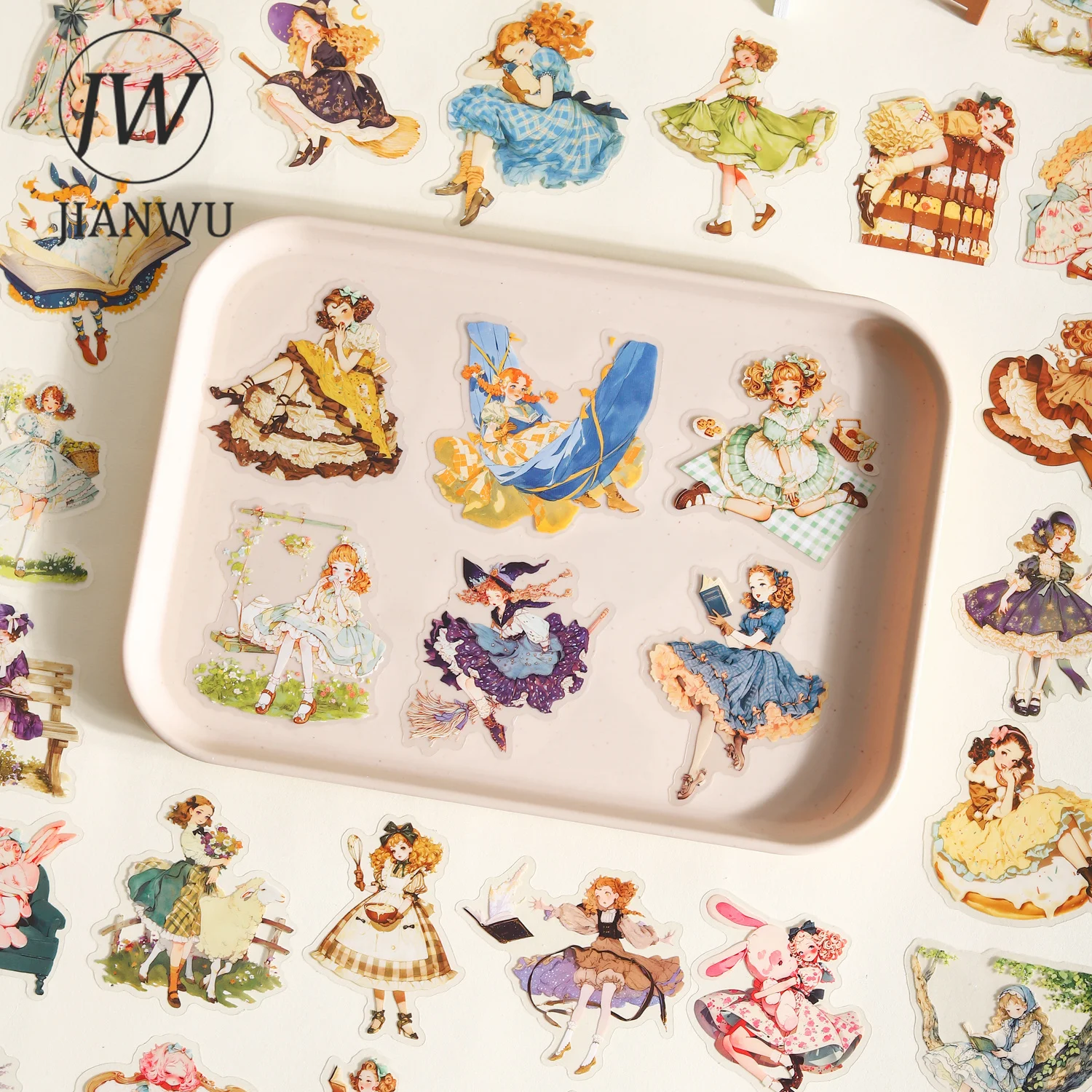 JIANWU Vintage Kleid Mädchen Charakter Landschaft Material Collage Scrapbooking PET Aufkleber Kreatives DIY Journal Schreibwaren