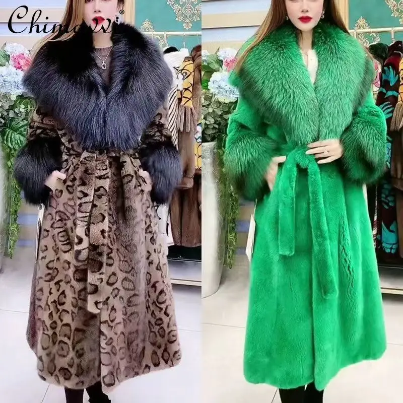 

High-End Women's Coat 2023 Winter Clothes New Fashion Imitation Mink Socialite Loose-fit Elegant Long-sleeve Lady Furry Jacket