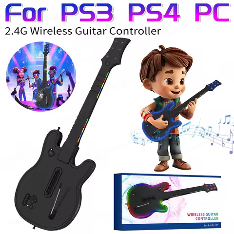 2.4G Wireless Guitar Controller Console Remote Joystick PC Guitar Controller for PS4/3 PC Guitar Hero Clone Hero Rock Band