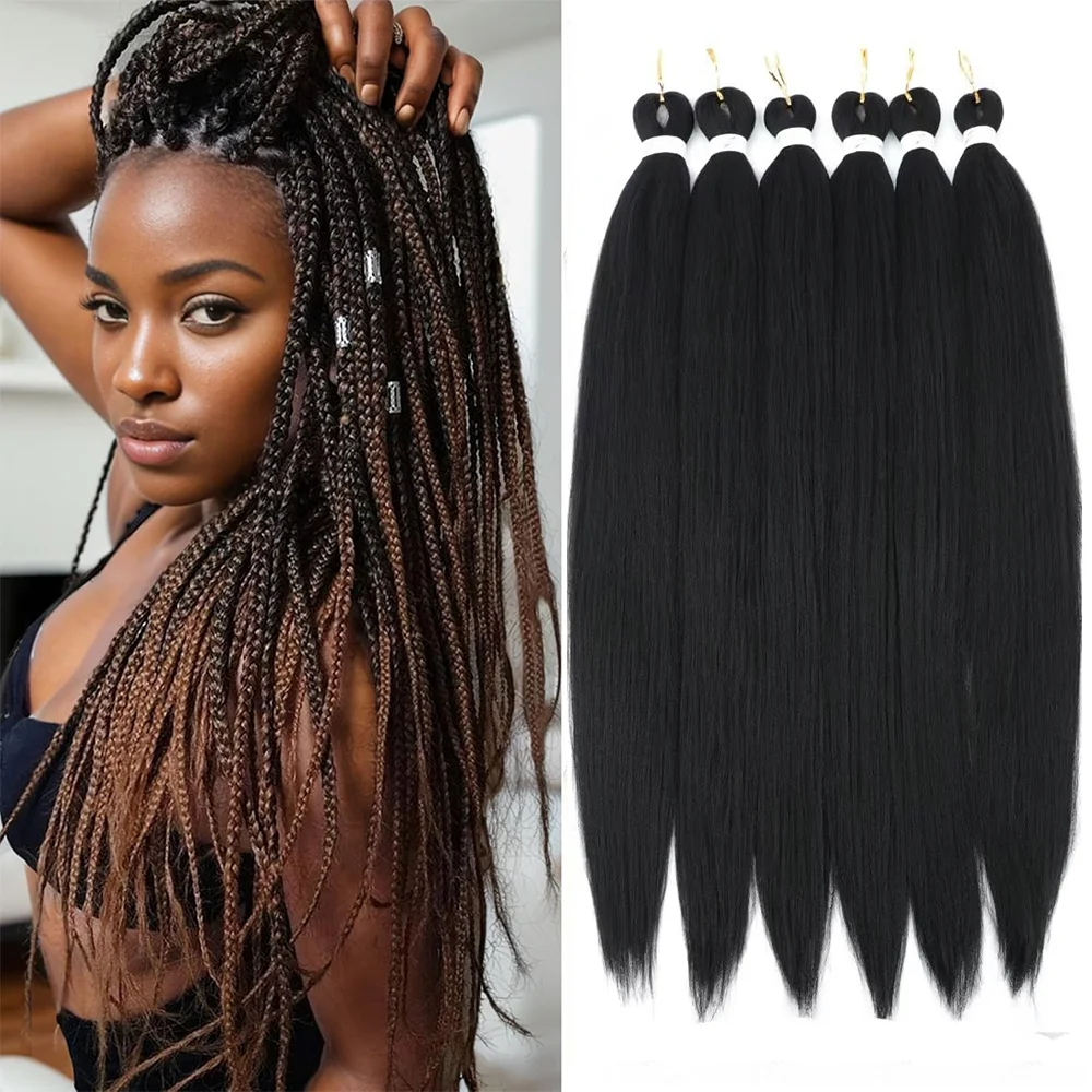 Extensões de cabelo pré-esticadas Kanekalon para tranças, cabelo trançado jumbo, natural como cabelo humano, tranças micro box, longas