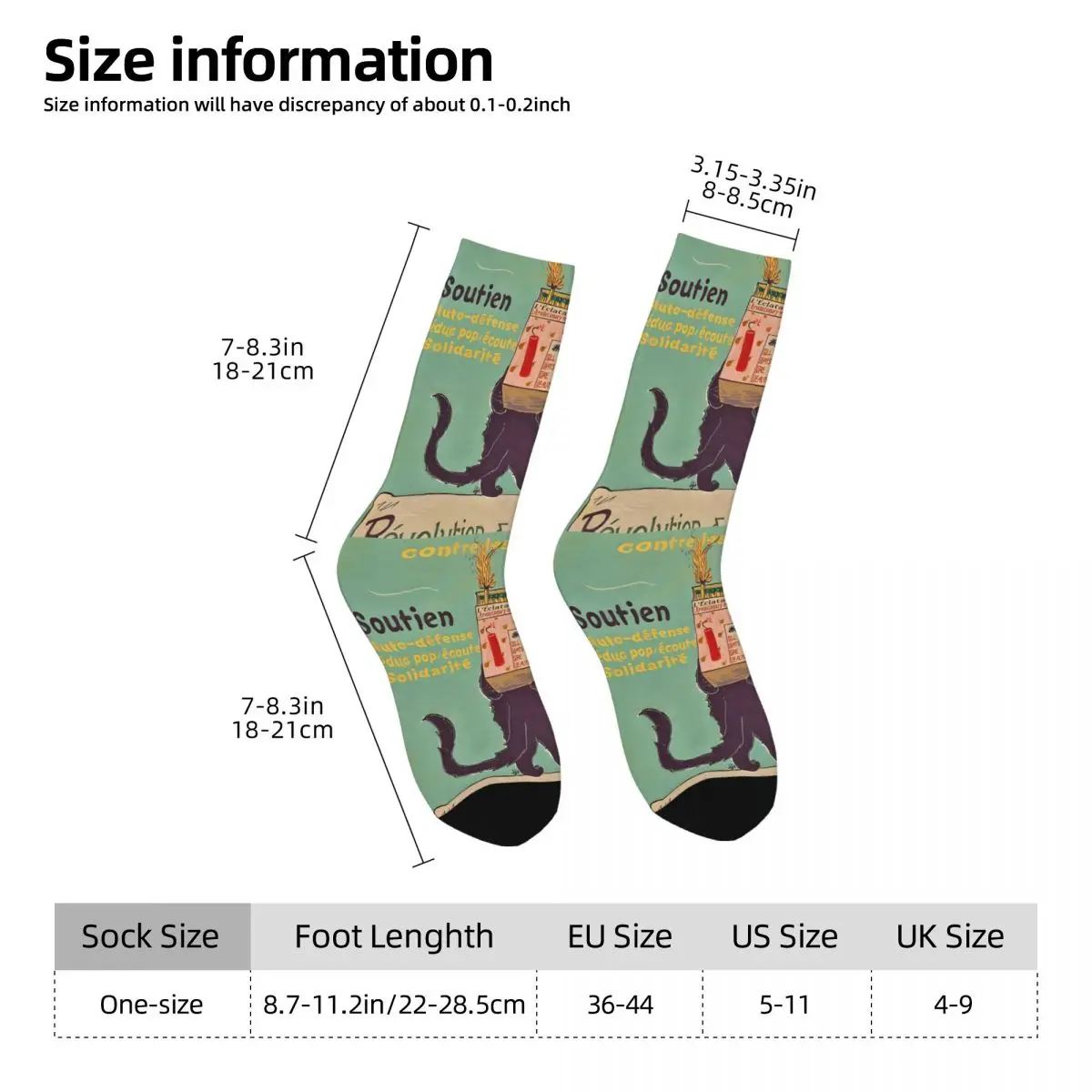 Burn With Love For Revolution  Art Nouveau Cat Unisex Winter Socks Hiking Happy Socks street style Crazy Sock